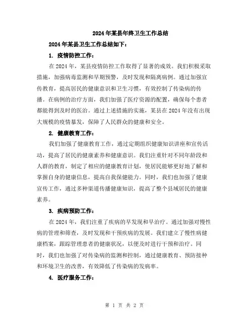 2024年某县年终卫生工作总结