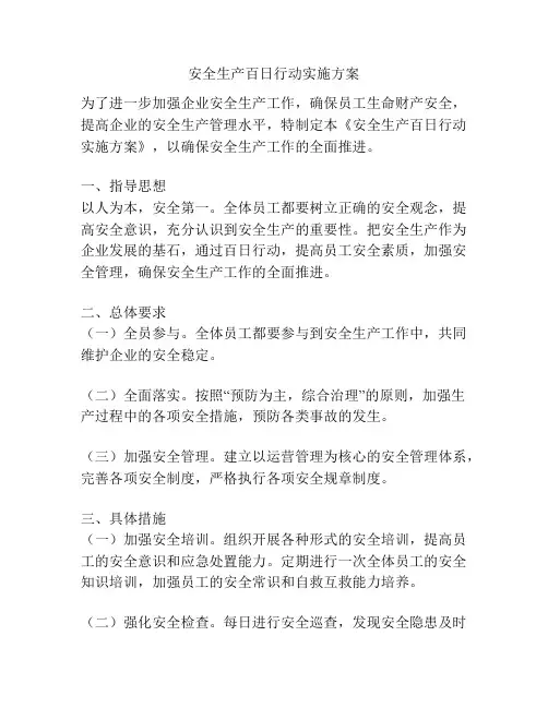 安全生产百日行动实施方案
