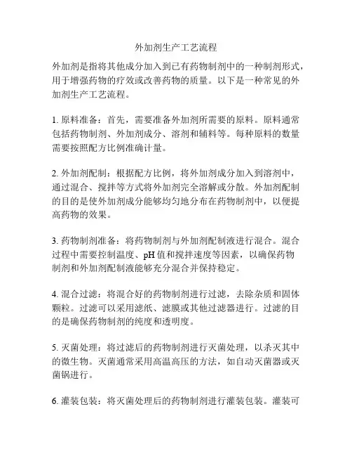 外加剂生产工艺流程
