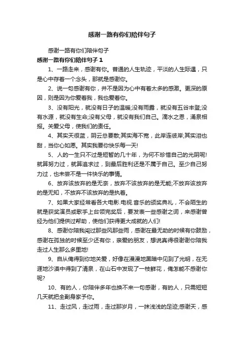 感谢一路有你们陪伴句子