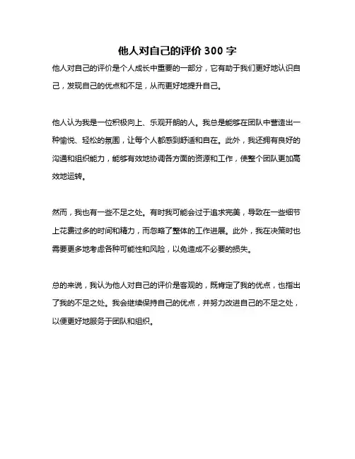 他人对自己的评价300字