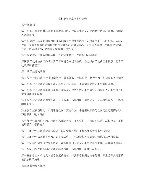 农村小学规章制度有哪些