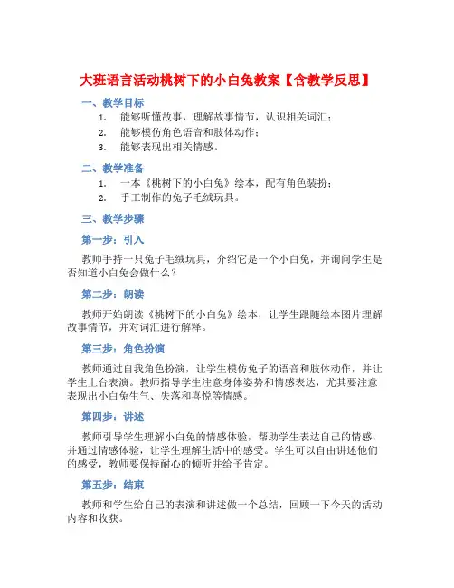 大班语言活动桃树下的小白兔教案【含教学反思】