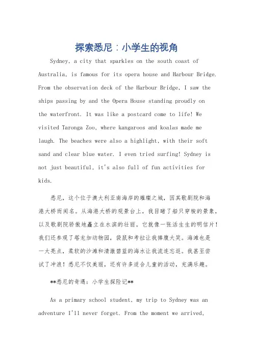 介绍悉尼的英语作文80词小学生