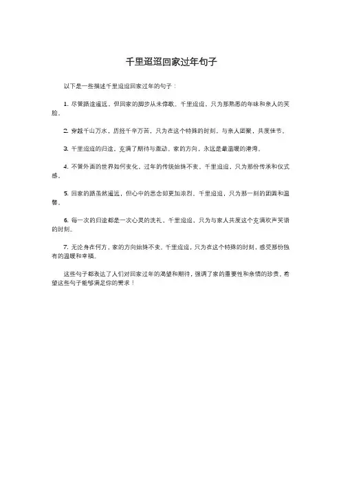 千里迢迢回家过年句子