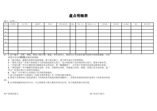 资产盘点单清单表