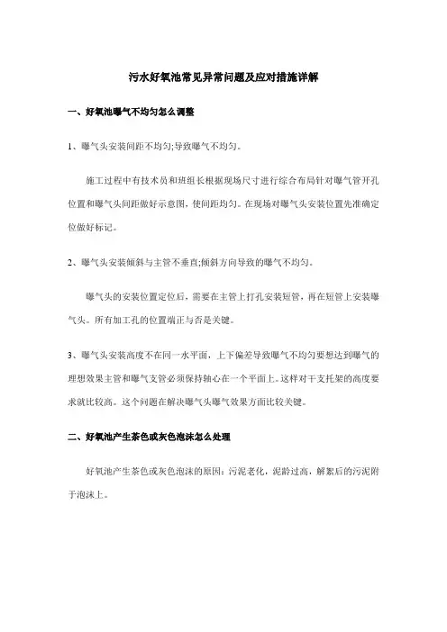 污水好氧池常见异常问题及应对措施详解
