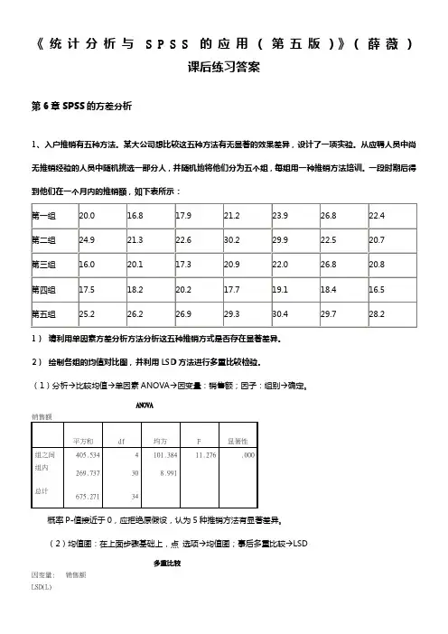 《统计分析与SPSS的应用(第五版)》课后练习答案(第6章)