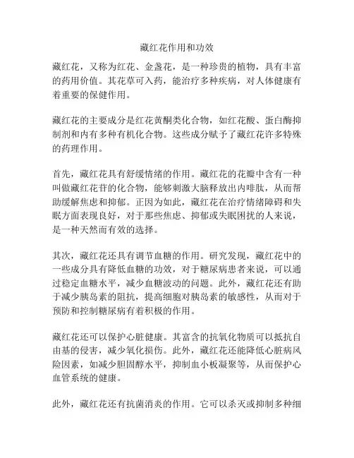 藏红花作用和功效