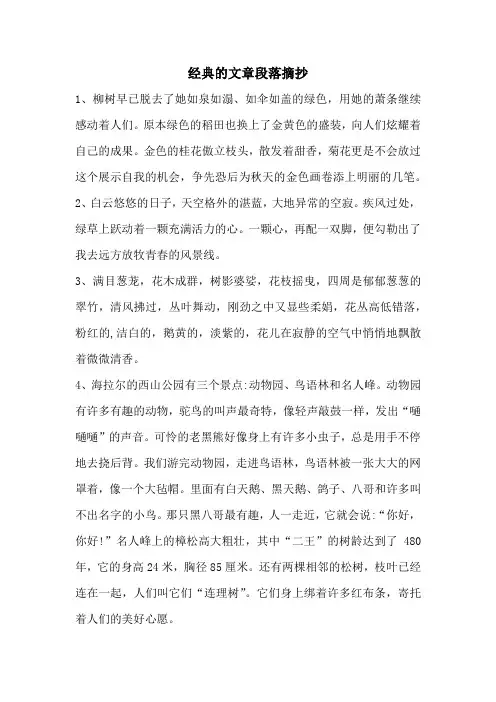 经典的文章段落摘抄