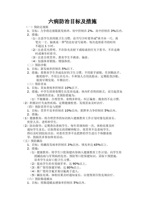 六病防治目标措施目标措施