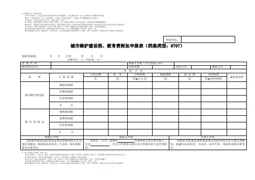城市维护建设税、教育费附加申报表