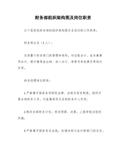 财务部组织架构图及岗位职责