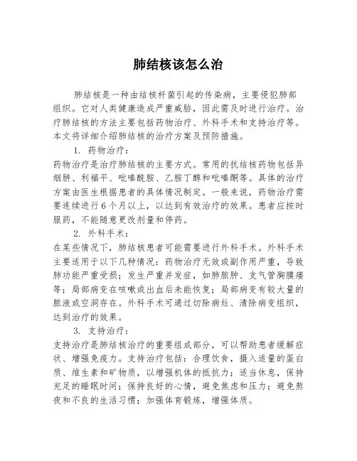肺结核该怎么治