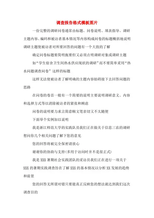 调查报告格式模板图片
