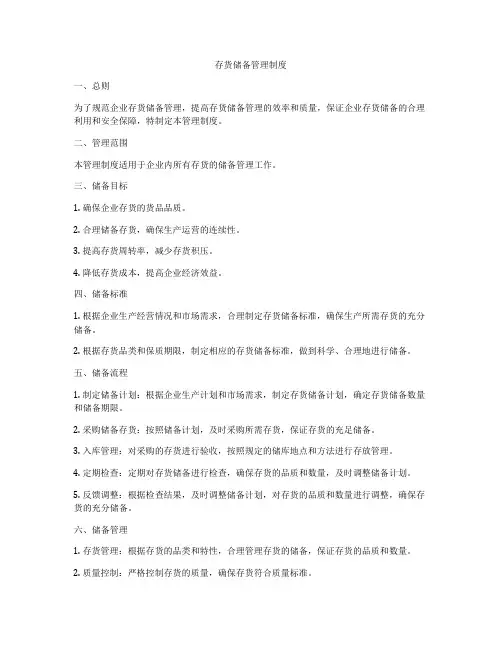 存货储备管理制度