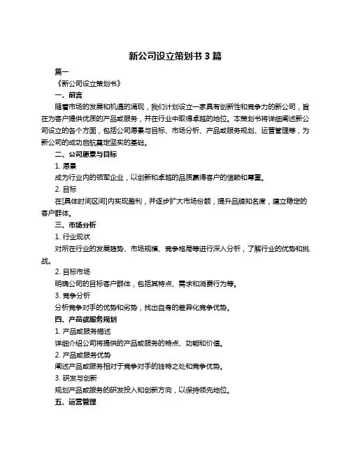 新公司设立策划书3篇