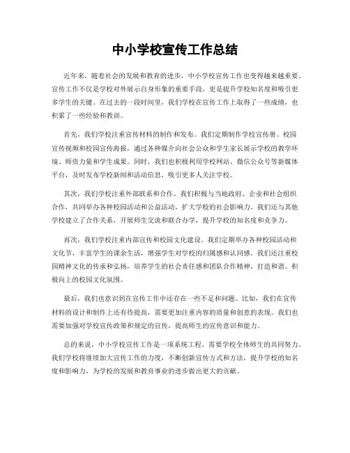 中小学校宣传工作总结