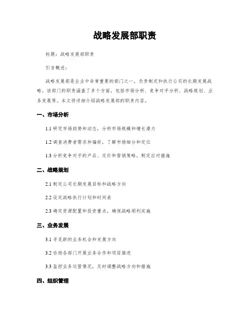 战略发展部职责