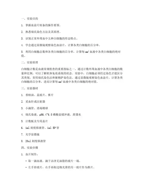 白细胞计数实验报告