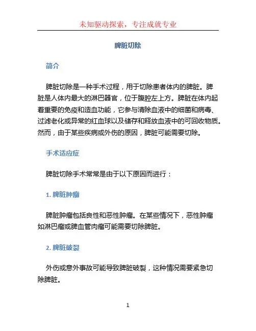 脾脏切除文档