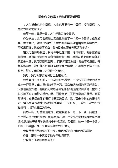 初中作文欣赏：我与目标的距离
