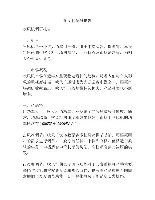 吹风机调研报告