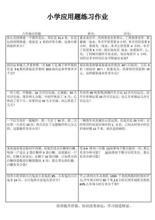 小学六年级数学自我提高训练系列III (1)