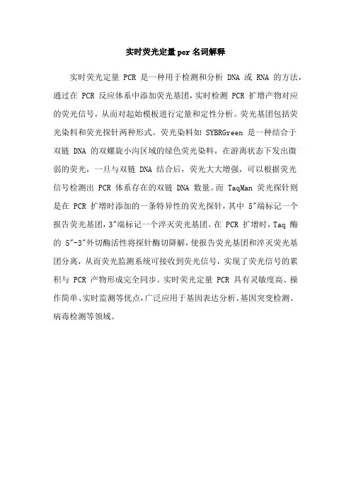 实时荧光定量pcr名词解释