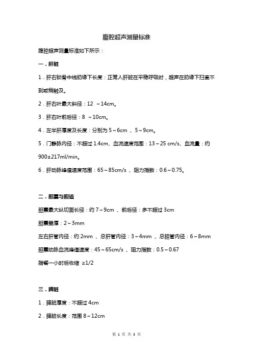 腹腔超声测量标准