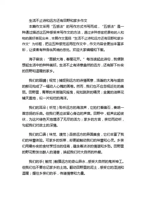 生活不止诗和远方还有田野和家乡作文