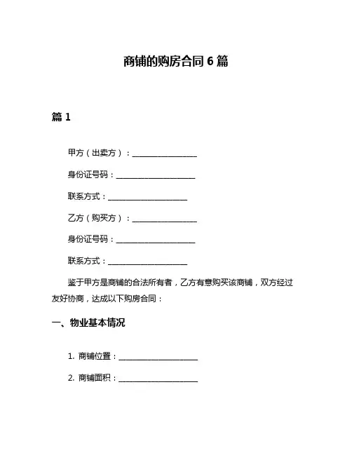 商铺的购房合同6篇