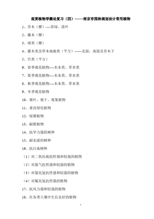南京市园林规划设计常用树种