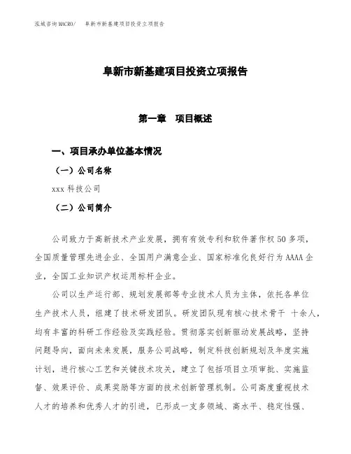 阜新市新基建项目投资立项报告