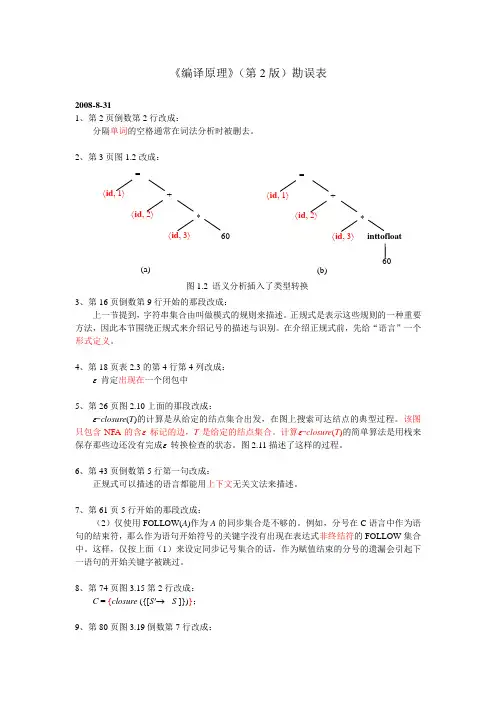 《编译原理》(第2版)勘误表