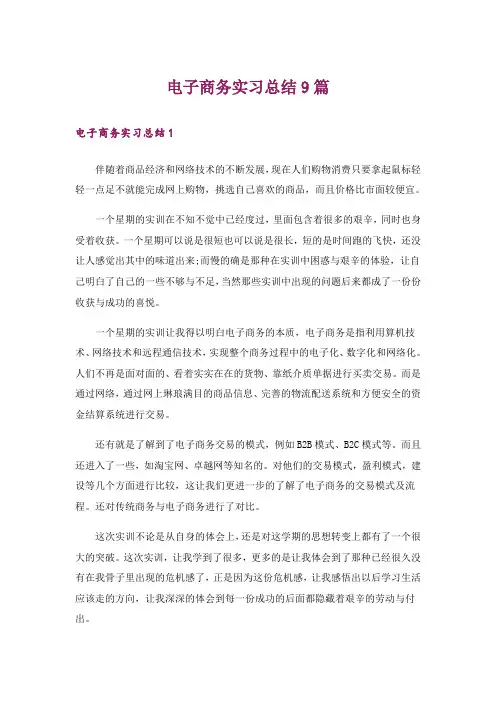 电子商务实习总结9篇