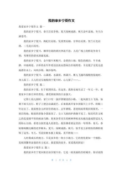 我的家乡宁夏作文
