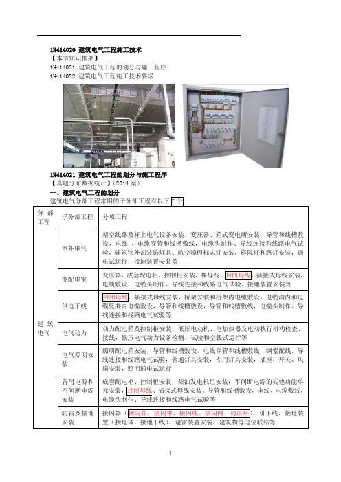 一建【机电】第39讲-建筑电气工程施工技术