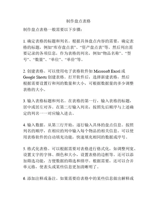 制作盘点表格