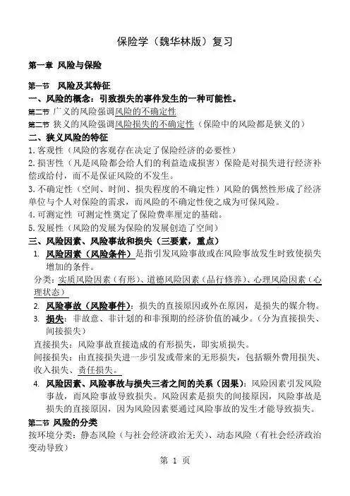 保险学重点章节复习