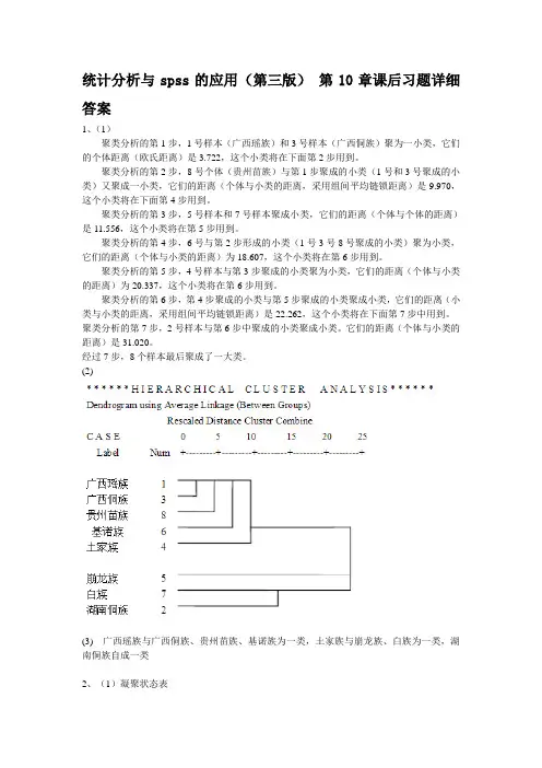 统计分析与spss的应用第三版 第10章课后习题详细答案