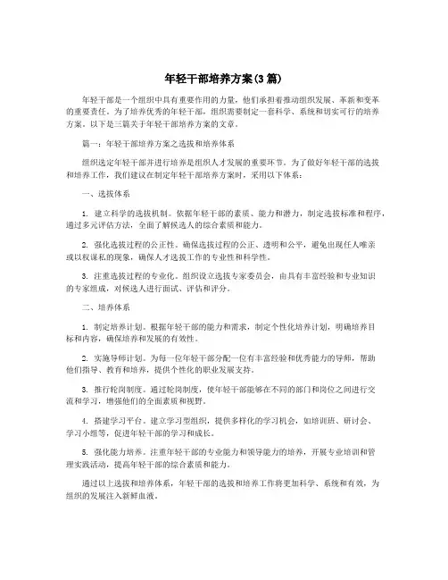 年轻干部培养方案(3篇)