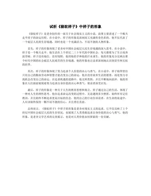 试析《骆驼祥子》中祥子的形象