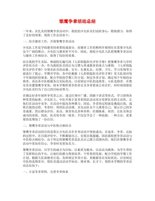 雏鹰争章活动总结