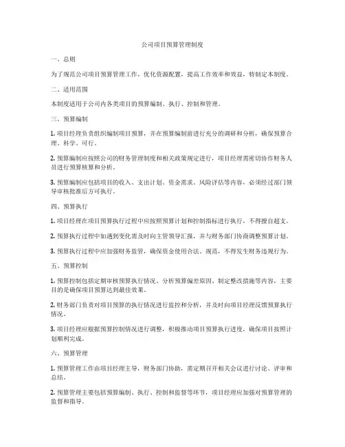 公司项目预算管理制度