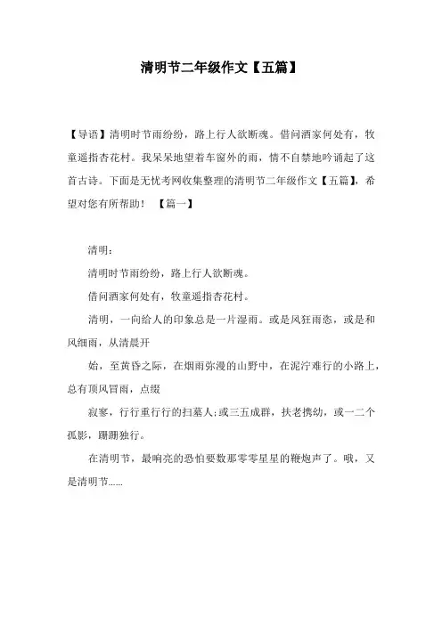 清明节二年级作文【五篇】