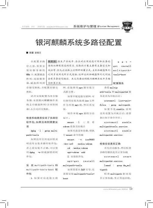 银河麒麟系统多路径配置