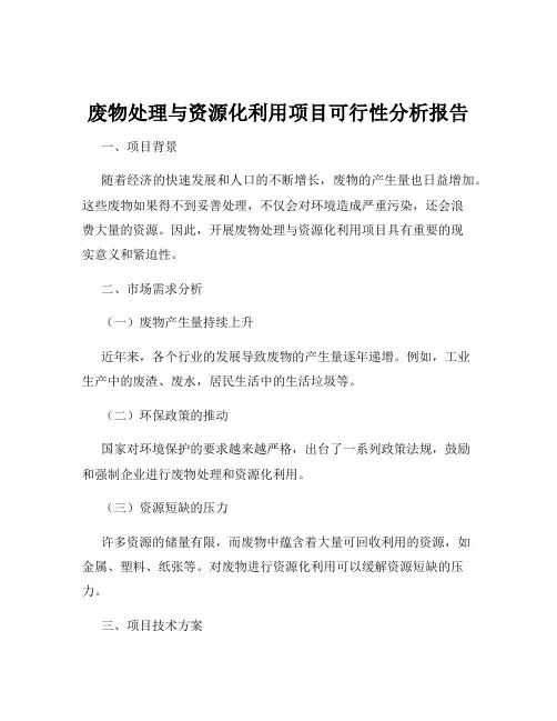 废物处理与资源化利用项目可行性分析报告