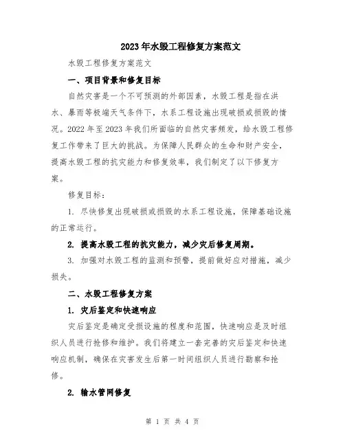 2023年水毁工程修复方案范文