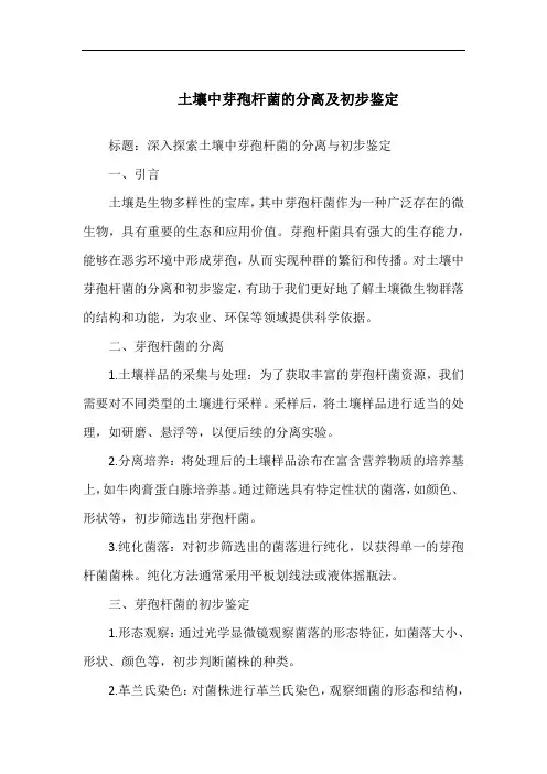土壤中芽孢杆菌的分离及初步鉴定(1)